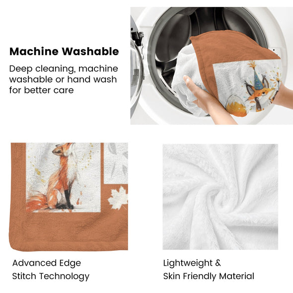Fox Pattern Blanket Fleece Throw Blanket Super Soft Warm Gifts for Baby Girls Boys Kids Mom Grandma Room Decor