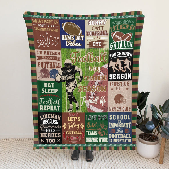 Football Pattern Blanket Fleece Throw Blanket Super Soft Warm Gifts for Baby Girls Boys Kids Mom Grandma Room Decor