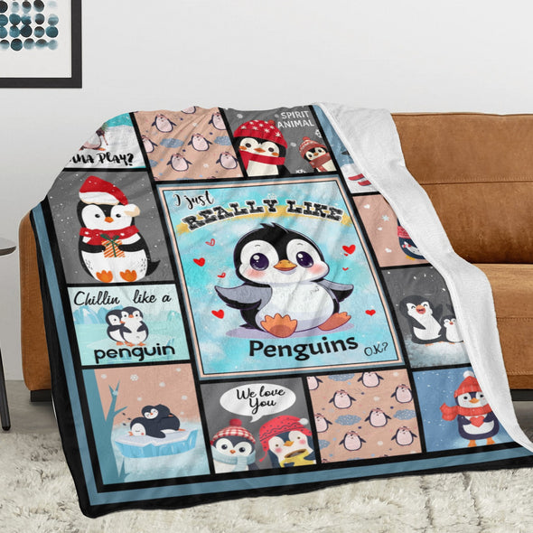 Penguin Blanket Fleece Throw Blanket Super Soft Warm Gifts for Baby Girls Boys Kids Mom Grandma Room Decor
