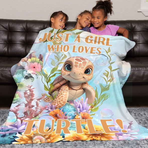 Turtle Pattern Blanket Fleece Throw Blanket Super Soft Warm Gifts for Baby Girls Boys Kids Mom Grandma Room Decor