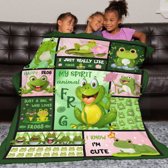 Frog Pattern Blanket Fleece Throw Blanket Super Soft Warm Gifts for Baby Girls Boys Kids Mom Grandma Room Decor