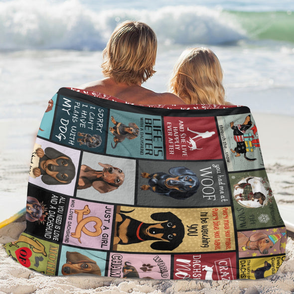 Dachshund Pattern Blanket Fleece Throw Blanket Super Soft Warm Gifts for Baby Girls Boys Kids Mom Grandma Room Decor