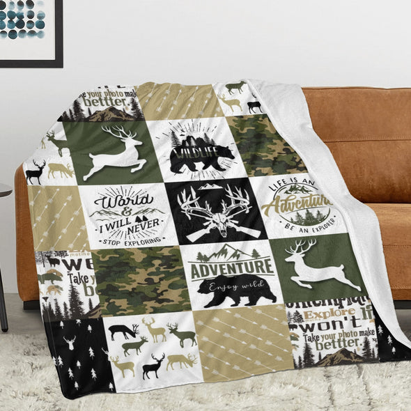 Deer Pattern Blanket Fleece Throw Blanket Super Soft Warm Gifts for Baby Girls Boys Kids Mom Grandma Room Decor