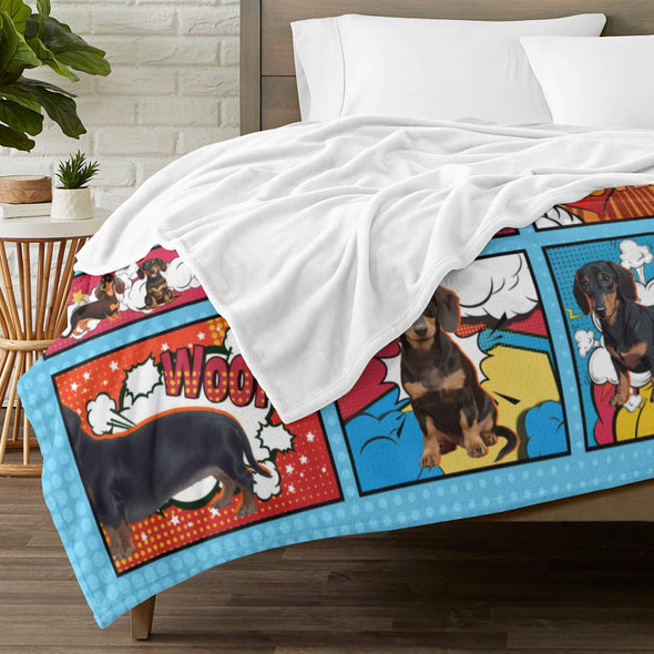 Dachshund Pattern Blanket Fleece Throw Blanket Super Soft Warm Gifts for Baby Girls Boys Kids Mom Grandma Room Decor