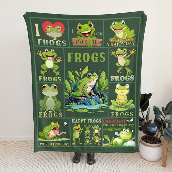 Frog Pattern Blanket Fleece Throw Blanket Super Soft Warm Gifts for Baby Girls Boys Kids Mom Grandma Room Decor
