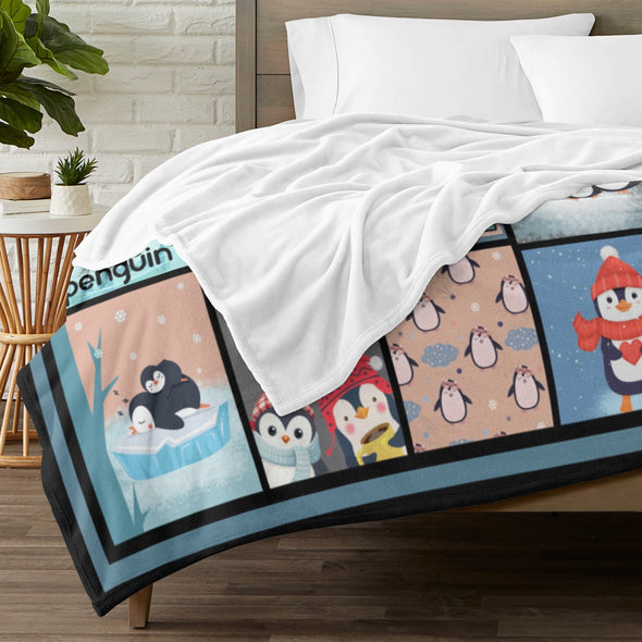 Penguin Blanket Fleece Throw Blanket Super Soft Warm Gifts for Baby Girls Boys Kids Mom Grandma Room Decor