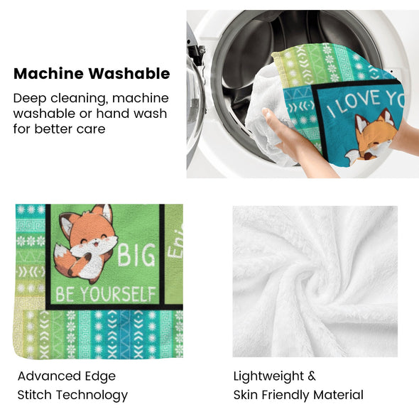 Fox Pattern Blanket Fleece Throw Blanket Super Soft Warm Gifts for Baby Girls Boys Kids Mom Grandma Room Decor