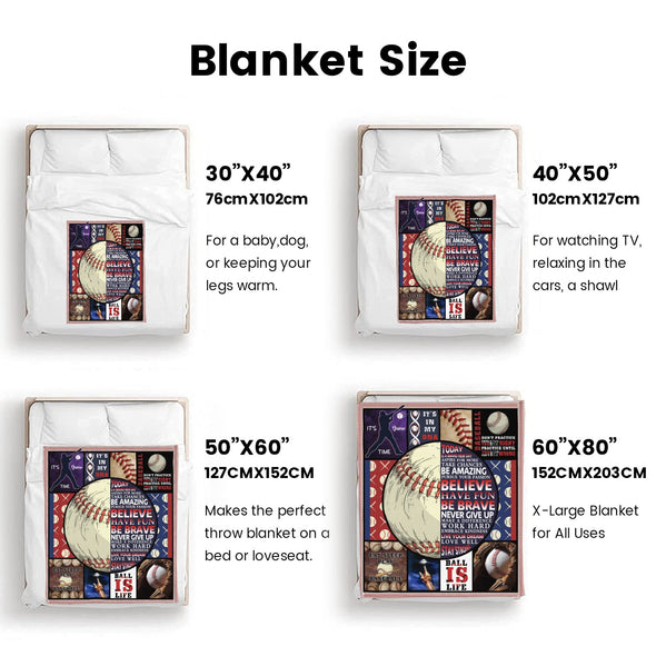 Baseball Pattern Blanket Fleece Throw Blanket Super Soft Warm Gifts for Baby Girls Boys Kids Mom Grandma Room Decor