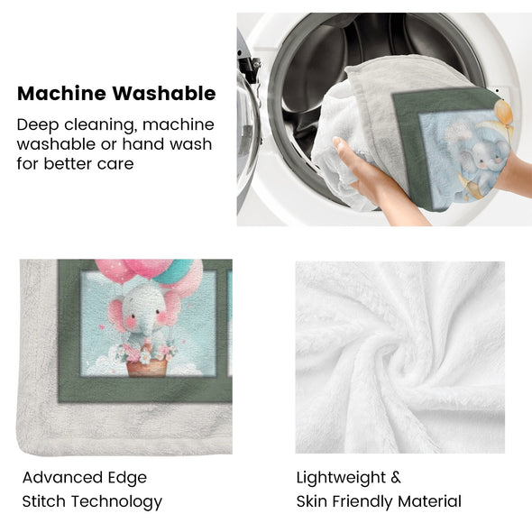 Elephant Blanket Fleece Throw Blanket Super Soft Warm Gifts for Girls Boys Kids Room Decor