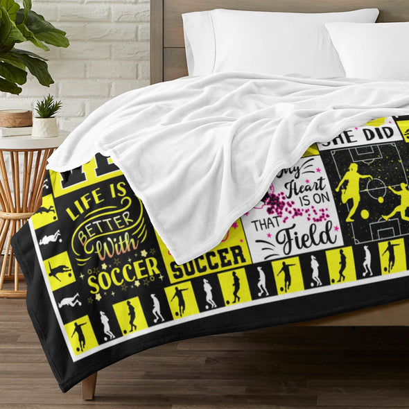 Soccer Blanket, Soccer Sports Themed Throw, Soft Nap Throw Blanket for Home Boys Girls Women Men Soccer Lovers Gifts