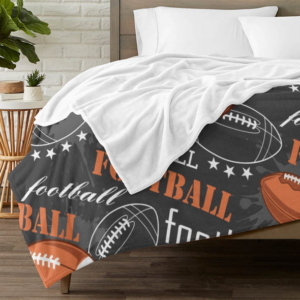 Football Pattern Blanket Fleece Throw Blanket Super Soft Warm Gifts for Baby Girls Boys Kids Mom Grandma Room Decor