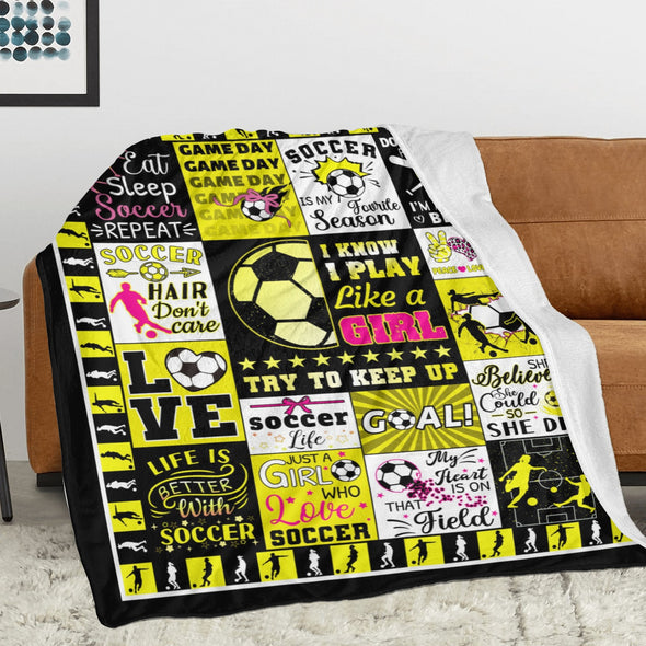 Soccer Blanket, Soccer Sports Themed Throw, Soft Nap Throw Blanket for Home Boys Girls Women Men Soccer Lovers Gifts