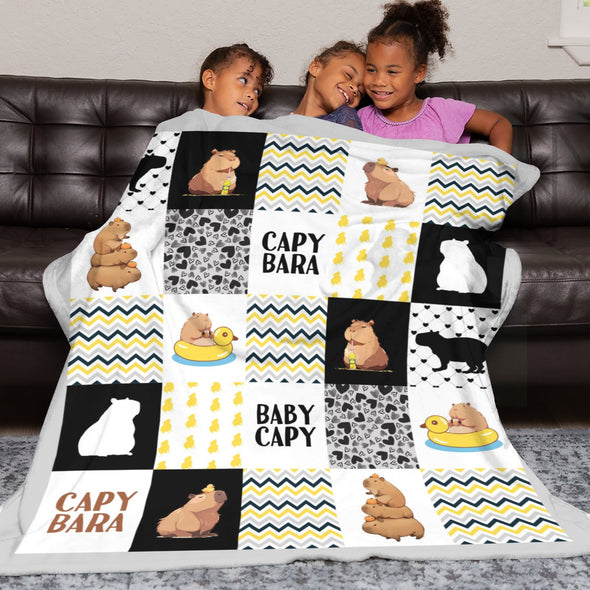 Capybara Pattern Blanket Fleece Throw Blanket Super Soft Warm Gifts for Baby Girls Boys Kids Mom Grandma Room Decor