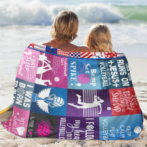 Volleyball Pattern Blanket Fleece Throw Blanket Super Soft Warm Gifts for Baby Girls Boys Kids Mom Grandma Room Decor