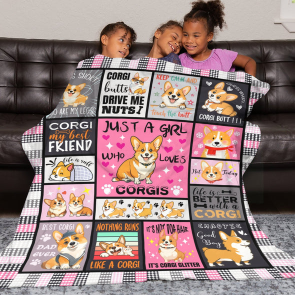 Corgi Blanket Fleece Throw Blanket Super Soft Warm Gifts for Baby Girls Boys Kids Mom Grandma Room Decor