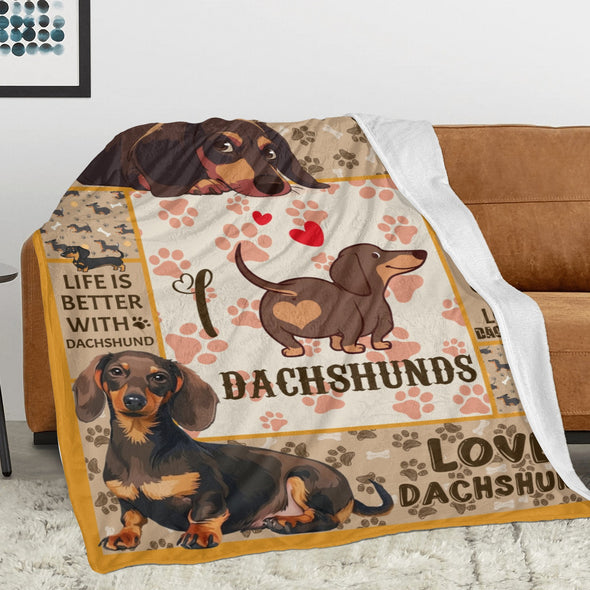 Dachshund Pattern Blanket Fleece Throw Blanket Super Soft Warm Gifts for Baby Girls Boys Kids Mom Grandma Room Decor