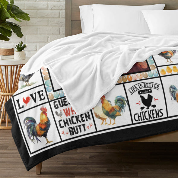 Chicken Pattern Blanket Fleece Throw Blanket Super Soft Warm Gifts for Baby Girls Boys Kids Mom Grandma Room Decor