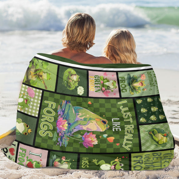 Frog Pattern Blanket Fleece Throw Blanket Super Soft Warm Gifts for Baby Girls Boys Kids Mom Grandma Room Decor