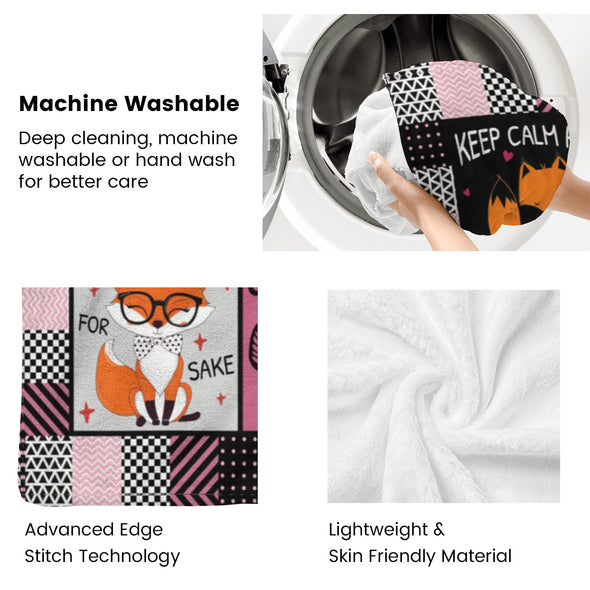 Fox Pattern Blanket Fleece Throw Blanket Super Soft Warm Gifts for Baby Girls Boys Kids Mom Grandma Room Decor