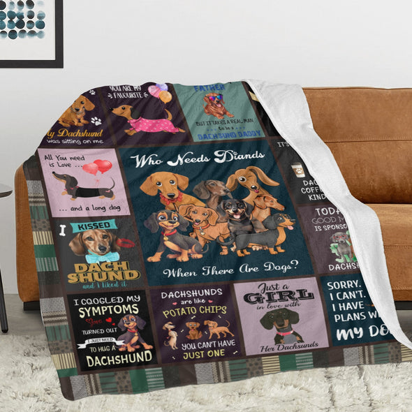 Dachshund Pattern Blanket Fleece Throw Blanket Super Soft Warm Gifts for Baby Girls Boys Kids Mom Grandma Room Decor