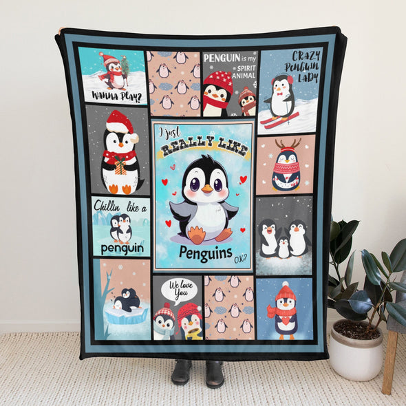 Penguin Blanket Fleece Throw Blanket Super Soft Warm Gifts for Baby Girls Boys Kids Mom Grandma Room Decor
