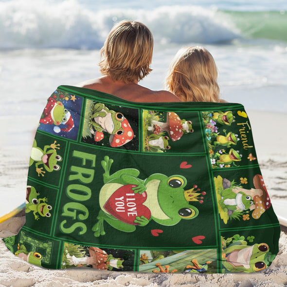 Frog Pattern Blanket Fleece Throw Blanket Super Soft Warm Gifts for Baby Girls Boys Kids Mom Grandma Room Decor