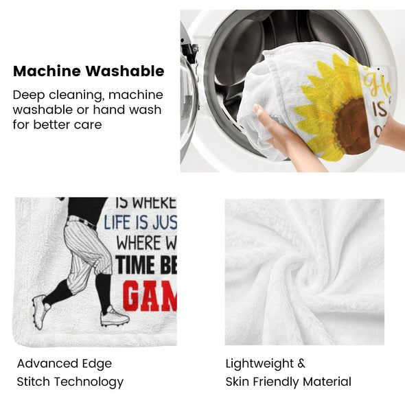 Baseball Pattern Blanket Fleece Throw Blanket Super Soft Warm Gifts for Baby Girls Boys Kids Mom Grandma Room Decor