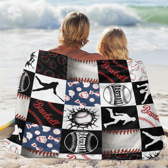 Baseball Pattern Blanket Fleece Throw Blanket Super Soft Warm Gifts for Baby Girls Boys Kids Mom Grandma Room Decor