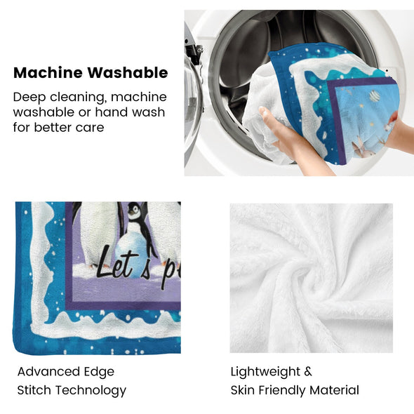 Penguin Blanket Fleece Throw Blanket Super Soft Warm Gifts for Baby Girls Boys Kids Mom Grandma Room Decor