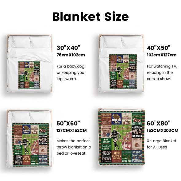 Football Pattern Blanket Fleece Throw Blanket Super Soft Warm Gifts for Baby Girls Boys Kids Mom Grandma Room Decor