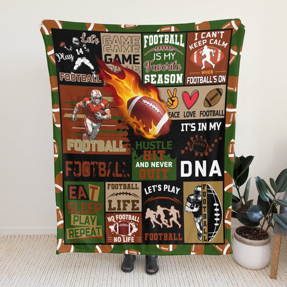 Football Pattern Blanket Fleece Throw Blanket Super Soft Warm Gifts for Baby Girls Boys Kids Mom Grandma Room Decor