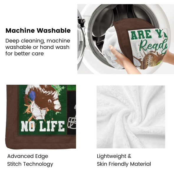 Football Pattern Blanket Fleece Throw Blanket Super Soft Warm Gifts for Baby Girls Boys Kids Mom Grandma Room Decor