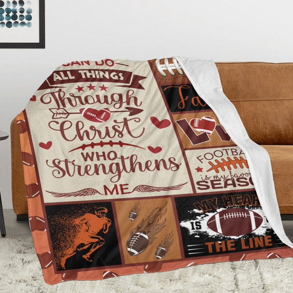 Football Pattern Blanket Fleece Throw Blanket Super Soft Warm Gifts for Baby Girls Boys Kids Mom Grandma Room Decor