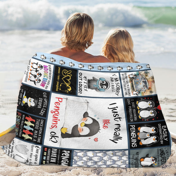 Penguin Blanket Fleece Throw Blanket Super Soft Warm Gifts for Baby Girls Boys Kids Mom Grandma Room Decor