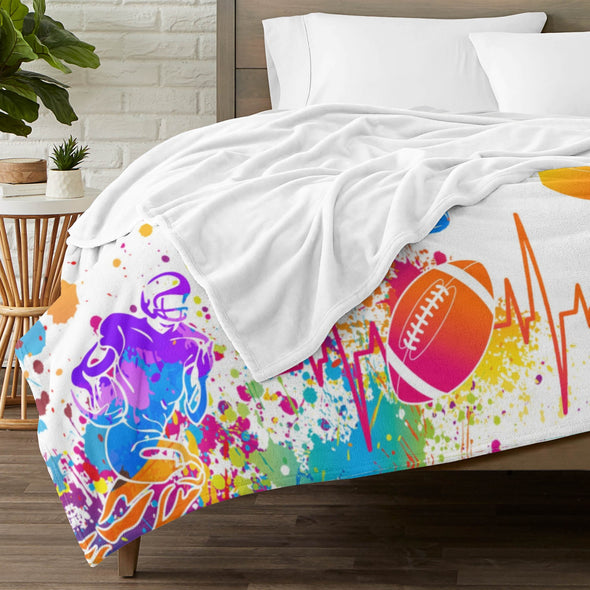 Football Pattern Blanket Fleece Throw Blanket Super Soft Warm Gifts for Baby Girls Boys Kids Mom Grandma Room Decor