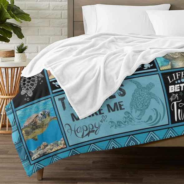 Turtle Pattern Blanket Fleece Throw Blanket Super Soft Warm Gifts for Baby Girls Boys Kids Mom Grandma Room Decor