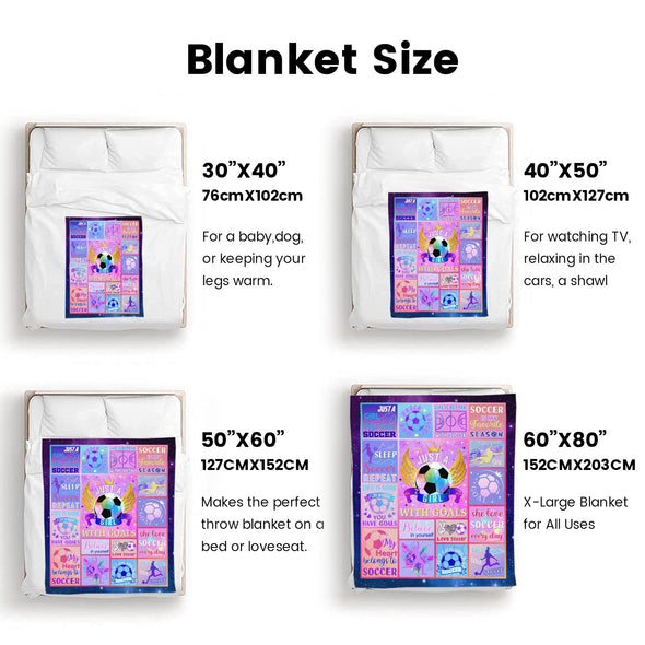 Soccer Blanket, Soccer Sports Themed Throw, Soft Nap Throw Blanket for Home Boys Girls Women Men Soccer Lovers Gifts
