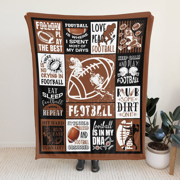 Football Pattern Blanket Fleece Throw Blanket Super Soft Warm Gifts for Baby Girls Boys Kids Mom Grandma Room Decor
