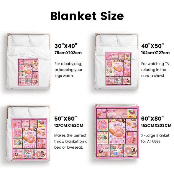 Donut Pattern Blanket Fleece Throw Blanket Super Soft Warm Gifts for Baby Girls Boys Kids Mom Grandma Room Decor