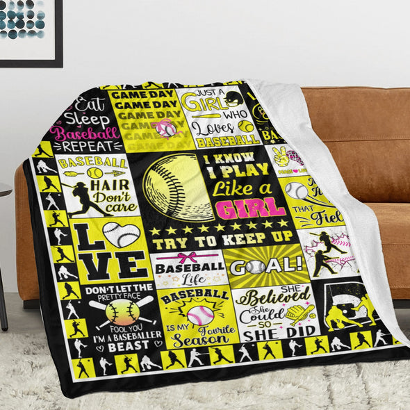 Baseball Pattern Blanket Fleece Throw Blanket Super Soft Warm Gifts for Baby Girls Boys Kids Mom Grandma Room Decor