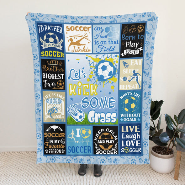 Soccer Blanket, Soccer Sports Themed Throw, Soft Nap Throw Blanket for Home Boys Girls Women Men Soccer Lovers Gifts