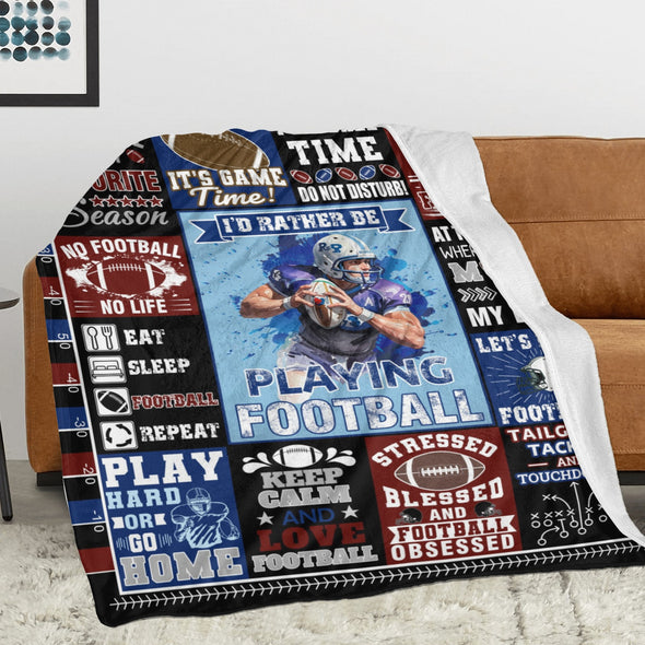 Football Pattern Blanket Fleece Throw Blanket Super Soft Warm Gifts for Baby Girls Boys Kids Mom Grandma Room Decor