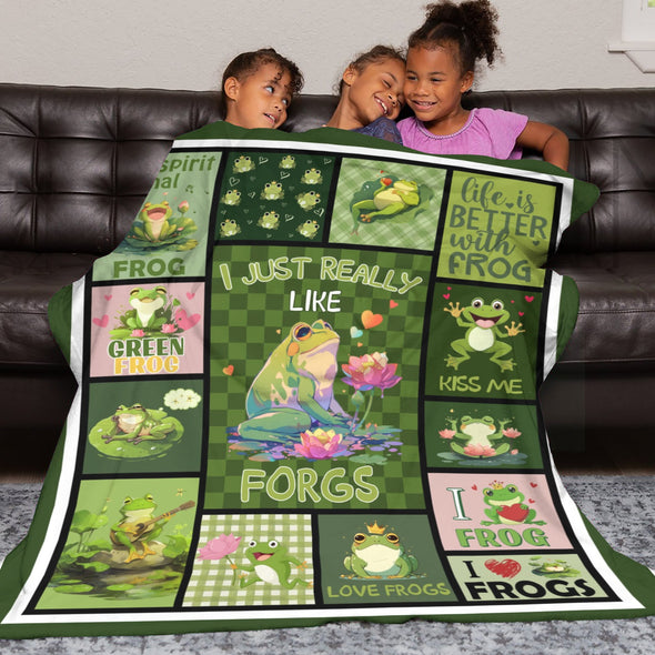 Frog Pattern Blanket Fleece Throw Blanket Super Soft Warm Gifts for Baby Girls Boys Kids Mom Grandma Room Decor