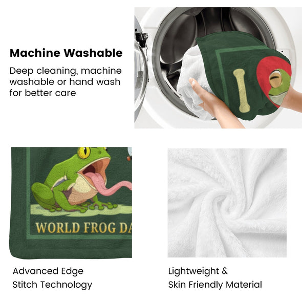 Frog Pattern Blanket Fleece Throw Blanket Super Soft Warm Gifts for Baby Girls Boys Kids Mom Grandma Room Decor