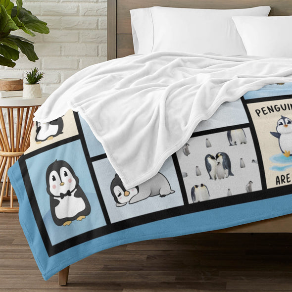 Penguin Blanket Fleece Throw Blanket Super Soft Warm Gifts for Baby Girls Boys Kids Mom Grandma Room Decor