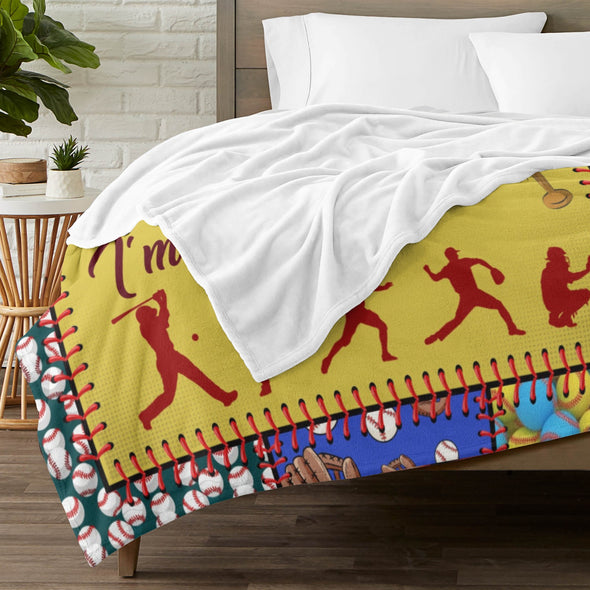 Baseball Pattern Blanket Fleece Throw Blanket Super Soft Warm Gifts for Baby Girls Boys Kids Mom Grandma Room Decor