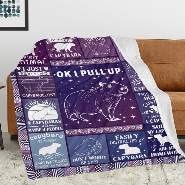 Capybara Pattern Blanket Fleece Throw Blanket Super Soft Warm Gifts for Baby Girls Boys Kids Mom Grandma Room Decor