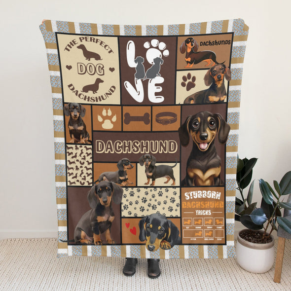 Dachshund Pattern Blanket Fleece Throw Blanket Super Soft Warm Gifts for Baby Girls Boys Kids Mom Grandma Room Decor