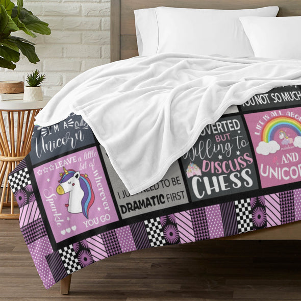 Unicorn Throw Blanket Super Soft Warm Cozy Fuzzy Plush Blanket Gifts for Girls Boys Kids Room Decor