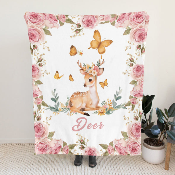 Deer Pattern Blanket Fleece Throw Blanket Super Soft Warm Gifts for Baby Girls Boys Kids Mom Grandma Room Decor
